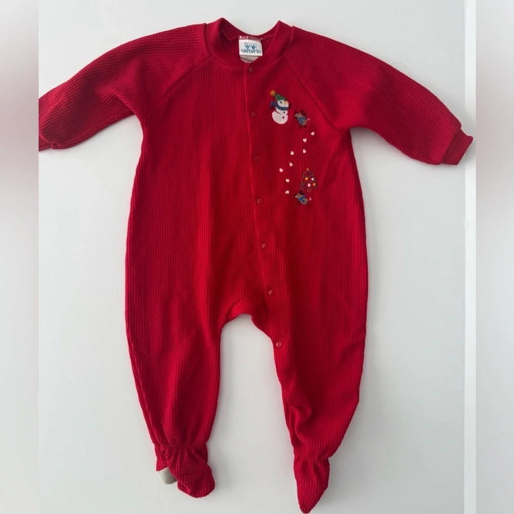 Carters Vintage Red Christmas Pajamas Size 12-18M